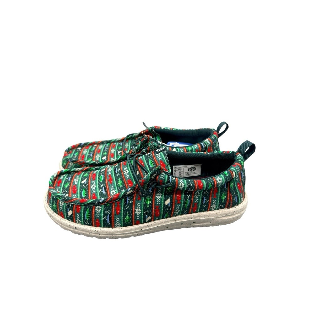 Hey Dude Wally Fishmas Sweater Pine Green Mens 10 Holiday‎ Outdoor Shoes NIB - Picture 4 of 9